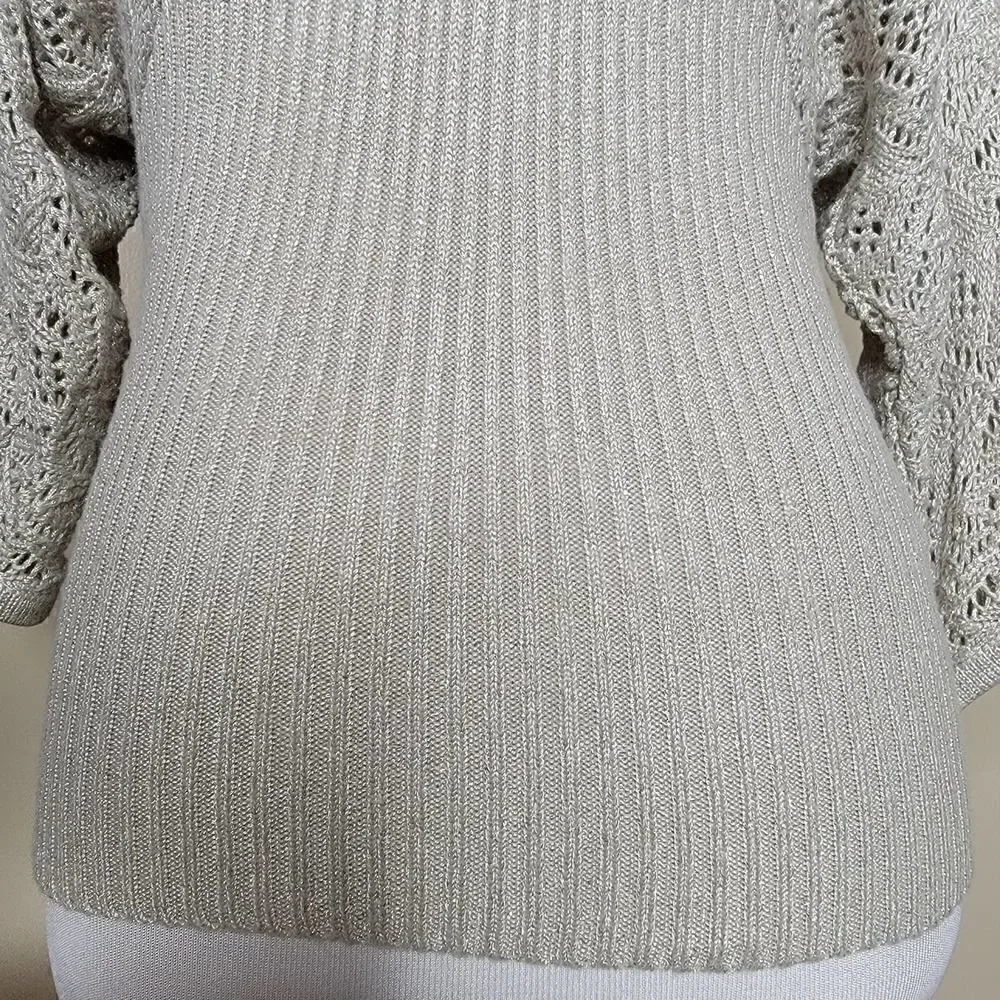 XOXO Collection Knit Metallic Sweater Tan Silver Size Small